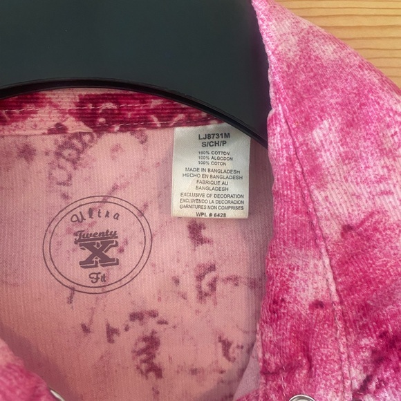 Wrangler Twenty-X Pink Paisley Pearl Snap Button-Up Shirt Size Small - Picture 4 of 6